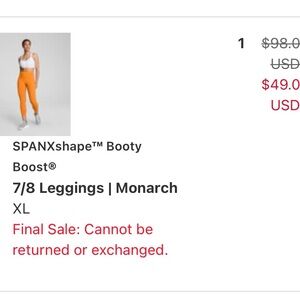 SPANX 7/8 Leggings in Monarch Orange